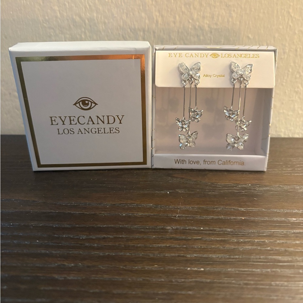 NEW Eye Candy silver butterfly earrings